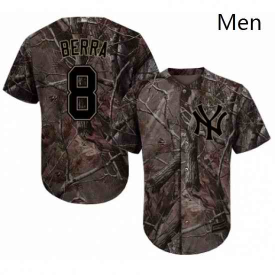 Mens Majestic New York Yankees 8 Yogi Berra Authentic Camo Realtree Collection Flex Base MLB Jersey